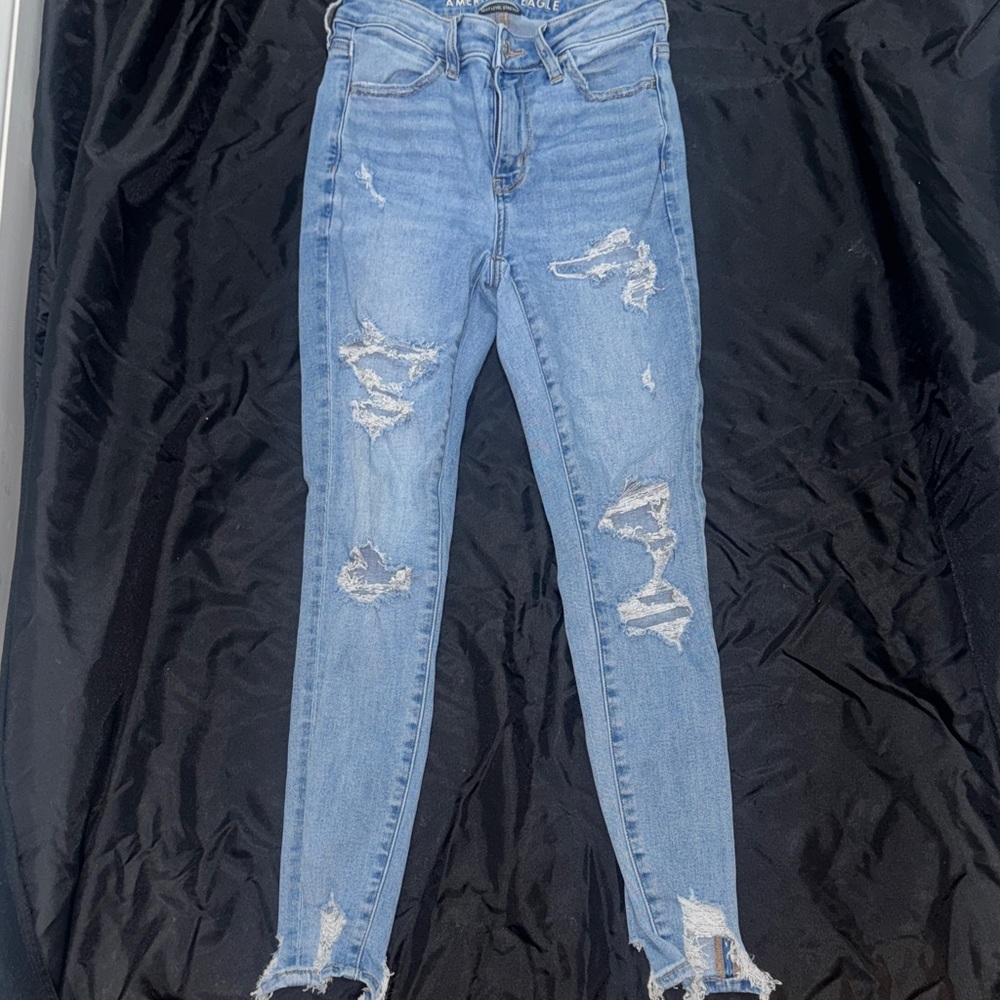 American Eagle Outfitters Ripped Blue Skinny Jeans